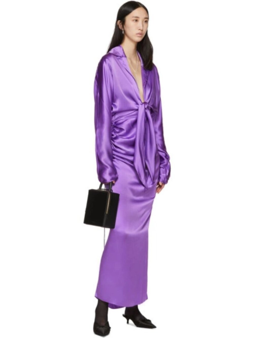 Materiel Tbilisi Silk Purple Front Tie Dress